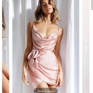 Rose gold cowl neck dress